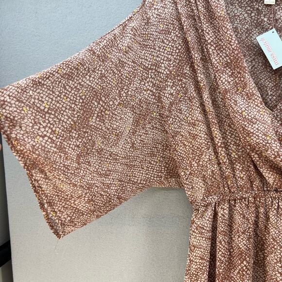 Lovestitch Wrap Dress Women's Size S Rose Gold V-neck Flowy Romantic Preppy NWT - Picture 4 of 12